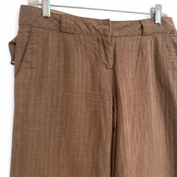ANTHROPOLOGE HEI HEI BROWN PIN STRIPE WISE LEG TROUSER PANTS 100% COTTON SIZE 2 - Picture 2 of 4
